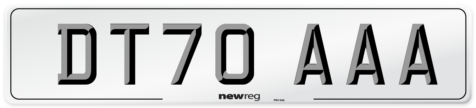 DT70 AAA Number Plate from New Reg